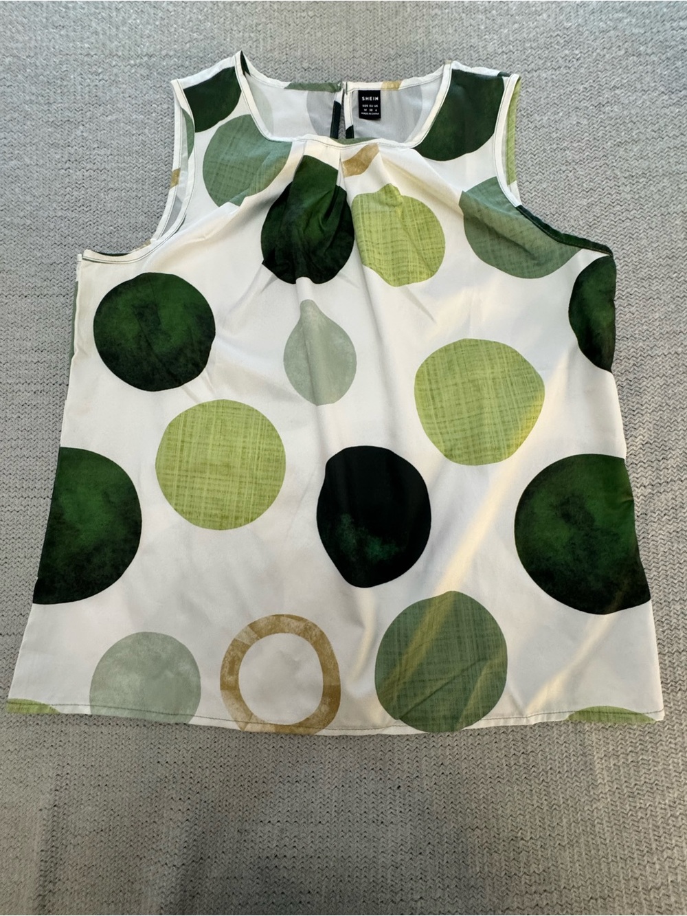 SHEIN White Camisole with Green Polka Dot Pattern